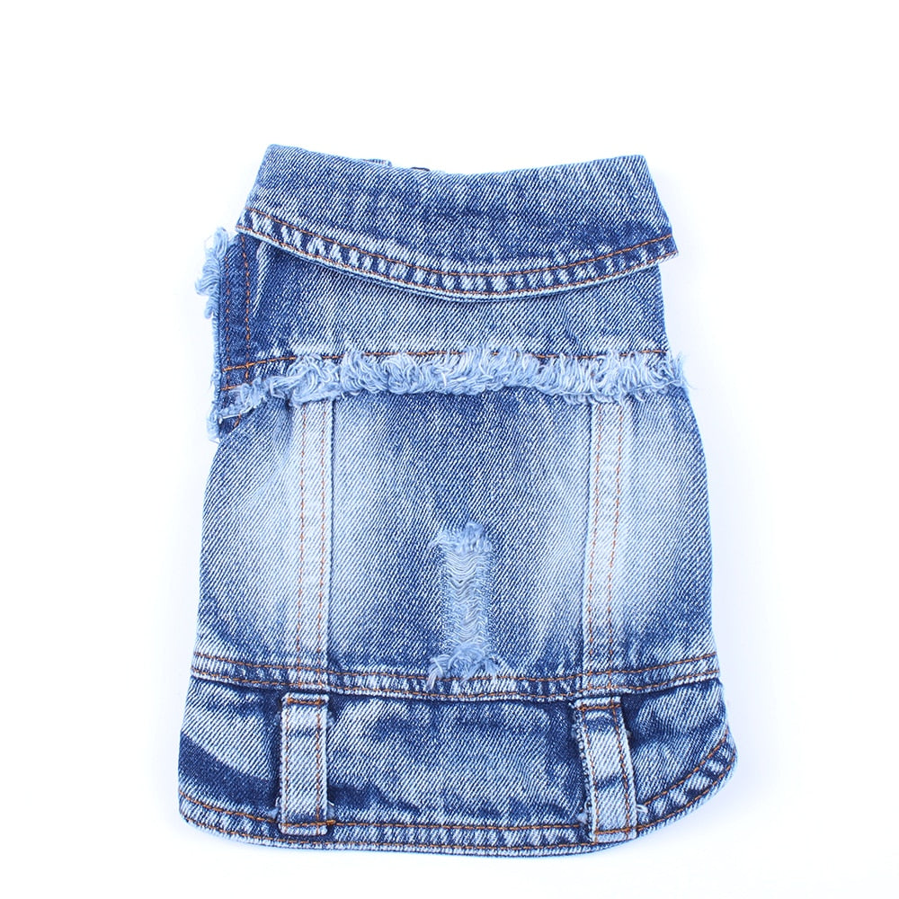 Blue Denim Dog Jacket — Classic Jean Vest Coat for Small & Medium Dogs and Cats
