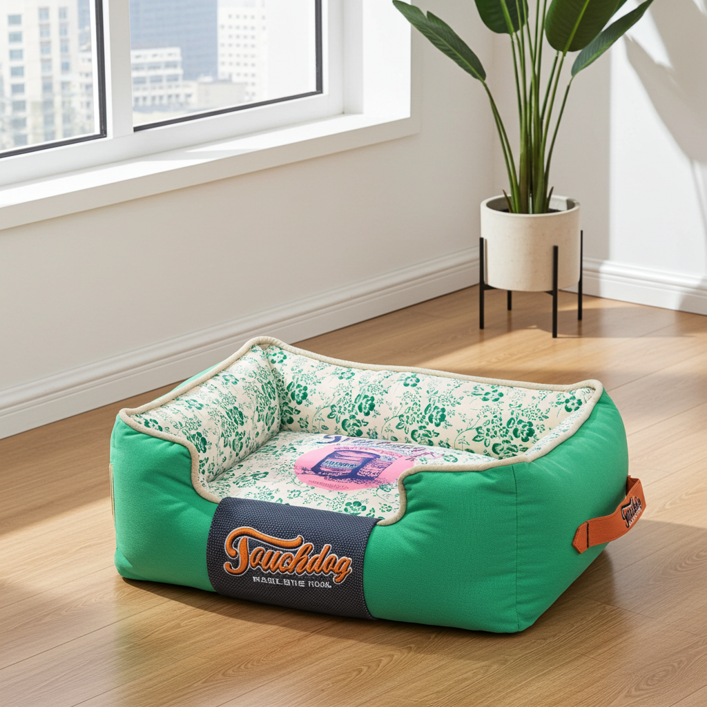 Touchdog Floral-Galoral Vintage Floral Rectangular Designer Dog Bed — Washable Poly-Fill, M & L, 3 Colors