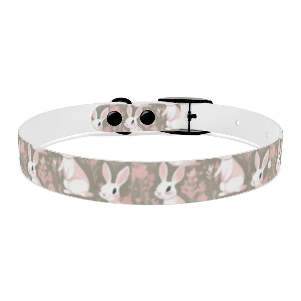 Blushing Meadow Bunny Parade Pet Collar — Waterproof TPU, 4 Buckle Finishes, S–XL