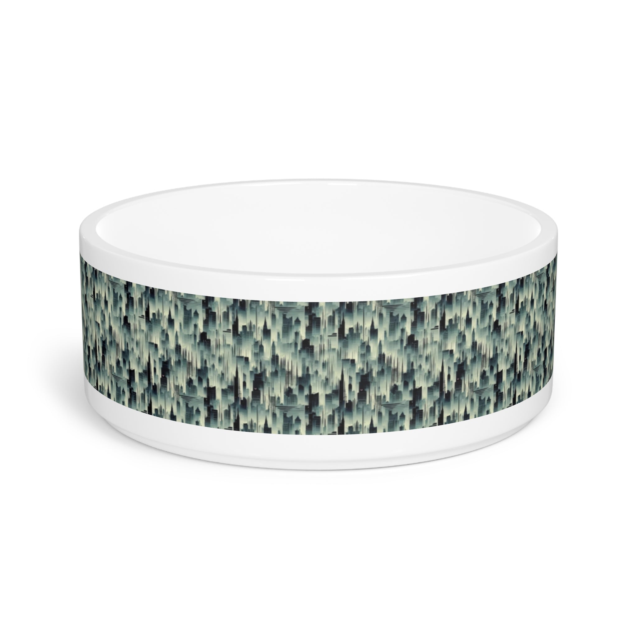 Echoes of a City in Mist Pet Bowl — Ceramic, 16oz, Dishwasher-Safe
