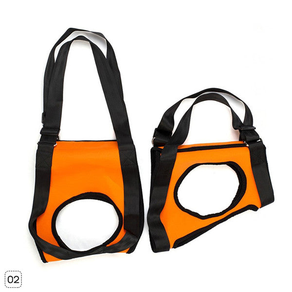 Orange dog single-shoulder lifting strap set with black webbing