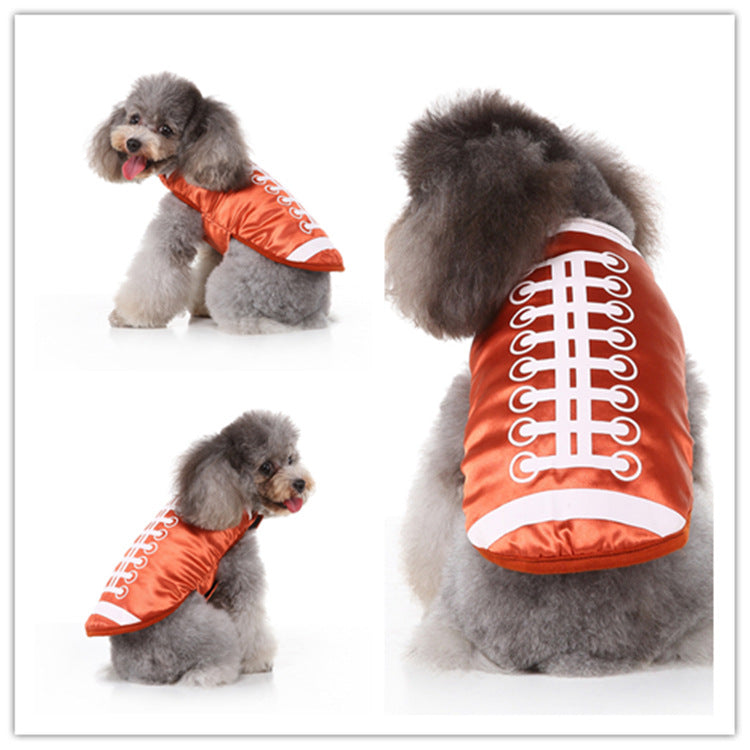 Football Jersey Dog Costume — Game Day Pet Jacket, XS–XXL