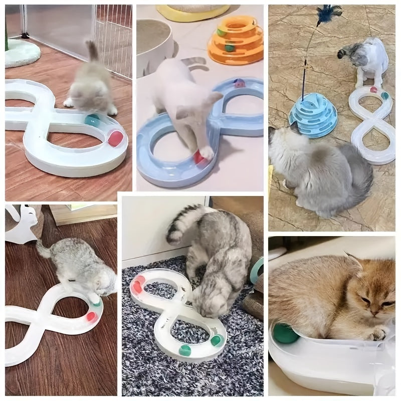Turntable Track Ball & Teaser Cat Toy