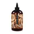 Dog shampoo bottle with black dropper cap, brown bottle and blonde hair label