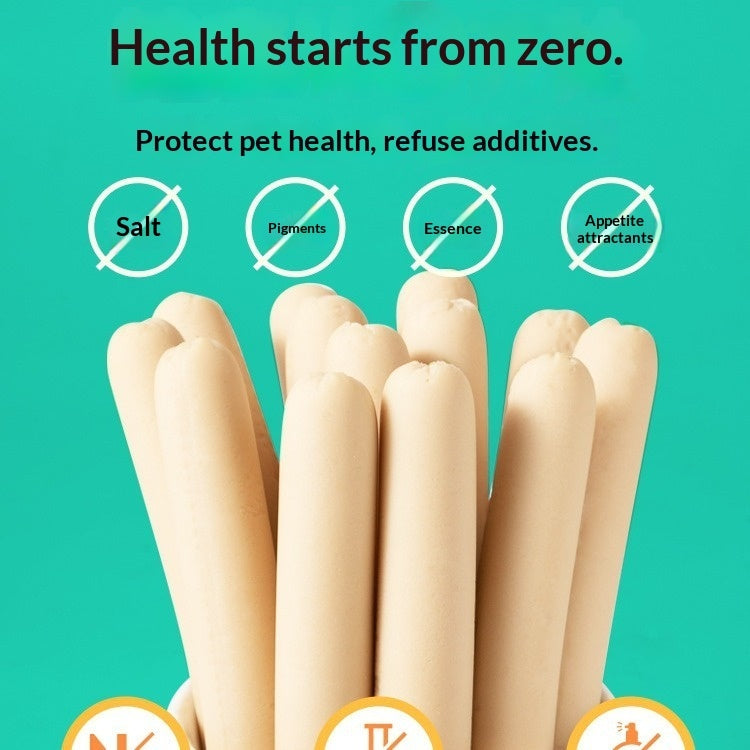 Light beige pet sausage sticks for small dogs, stacked