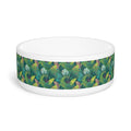 Emerald Canopy Tropical Leaves Pet Bowl — Ceramic, 16oz, Dishwasher-Safe