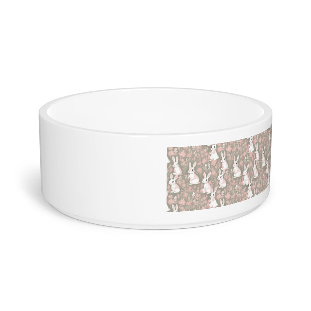 Blushing Meadow Bunny Parade Pet Bowl — Ceramic, 16oz, Dishwasher-Safe