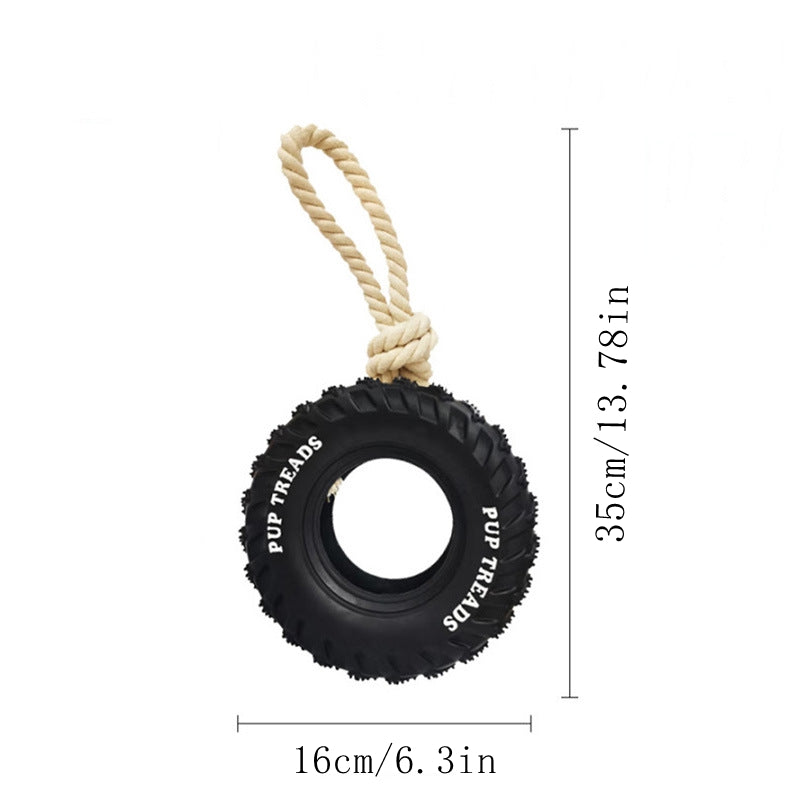 Rubber Tire & Tug Of War Rope Toy