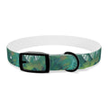 Emerald Canopy Tropical Leaves Pet Collar — Waterproof TPU, 4 Buckle Finishes, S–XL