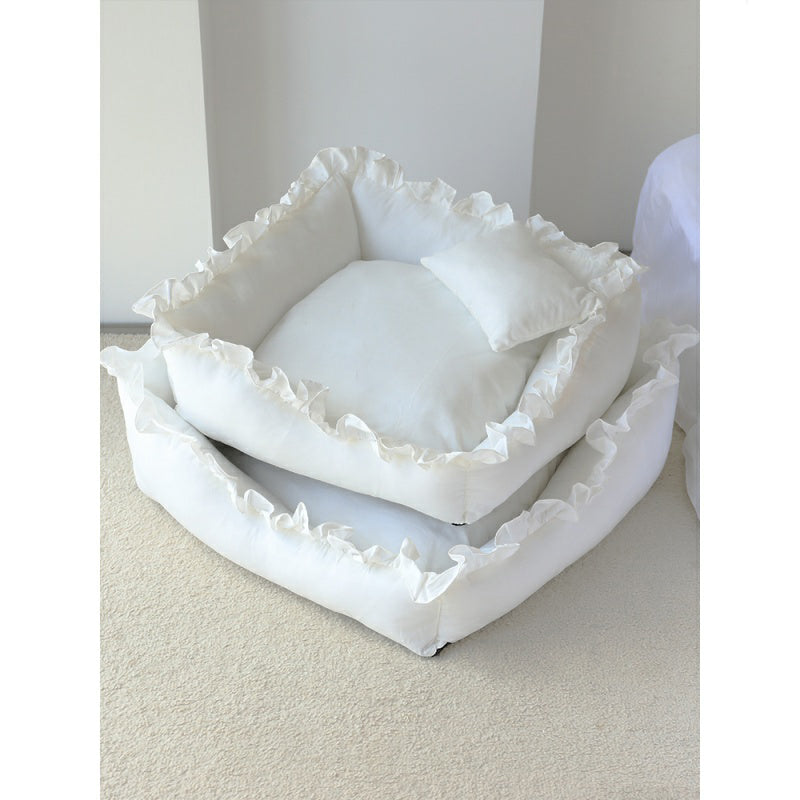 Princess Pet Sofa Bed — Ultra-Soft Plush, Memory Foam, Removable & Washable Cover