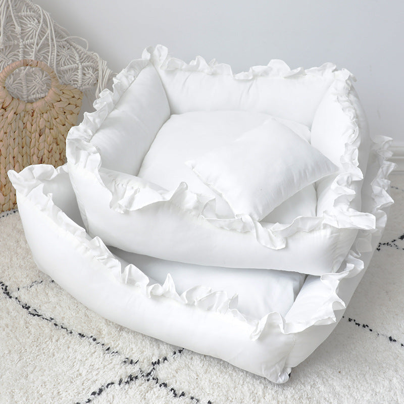 Princess Pet Sofa Bed — Ultra-Soft Plush, Memory Foam, Removable & Washable Cover