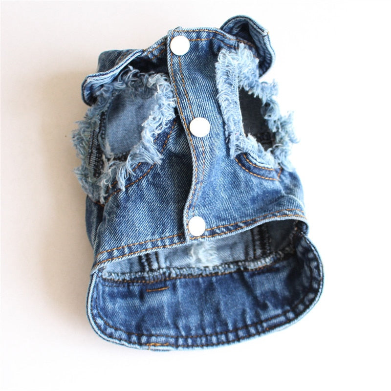 Blue Denim Dog Jacket — Classic Jean Vest Coat for Small & Medium Dogs and Cats
