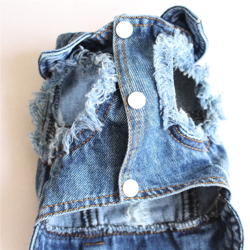 Blue Denim Dog Jacket — Classic Jean Vest Coat for Small & Medium Dogs and Cats