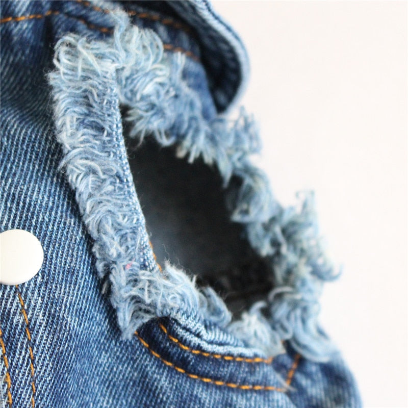 Blue Denim Dog Jacket — Classic Jean Vest Coat for Small & Medium Dogs and Cats