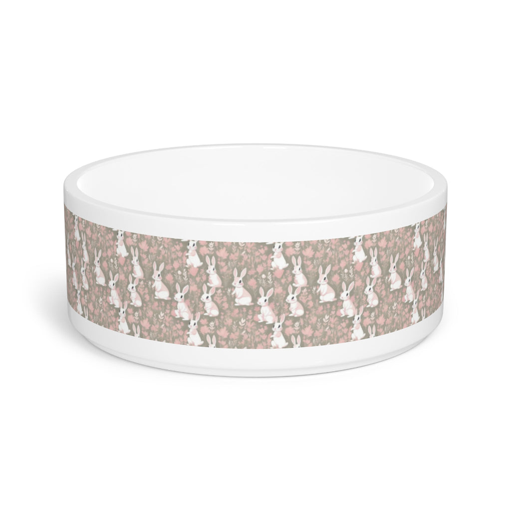 Blushing Meadow Bunny Parade Pet Bowl — Ceramic, 16oz, Dishwasher-Safe