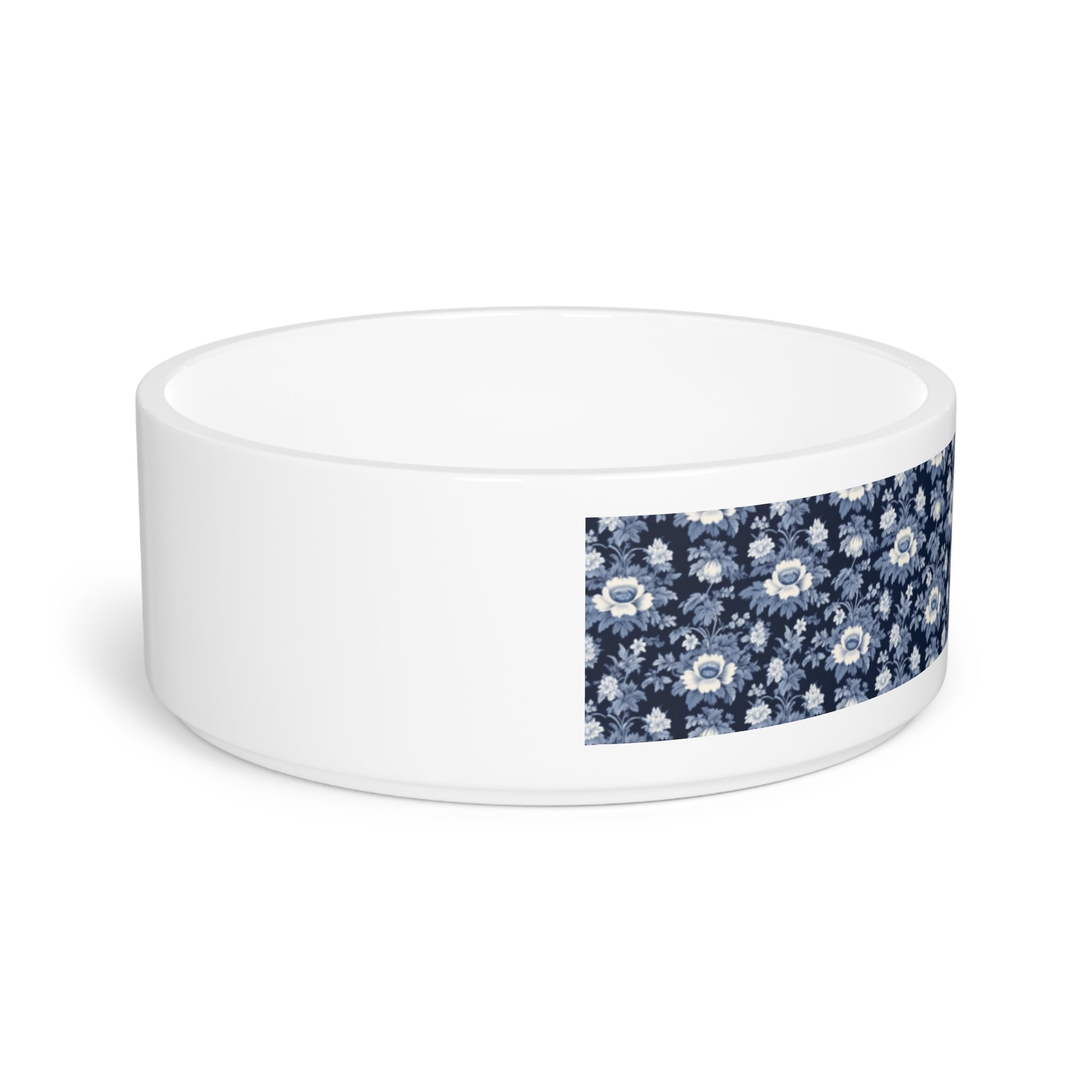 Midnight Blue Garden in Bloom Pet Bowl — Ceramic, 16oz, Dishwasher-Safe