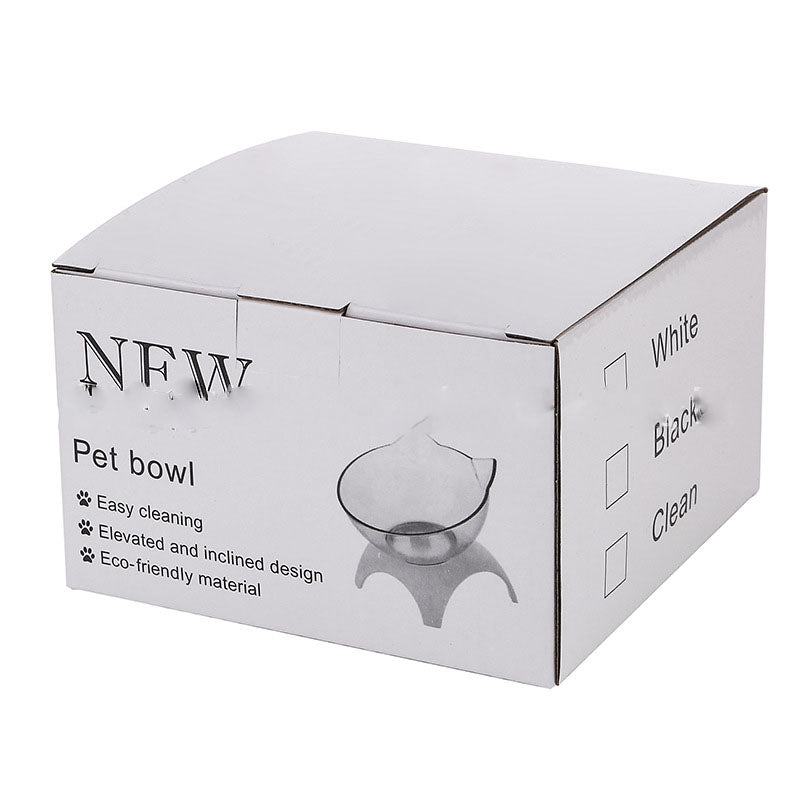 Pet food bowl set box with elevated bowl graphic and color options