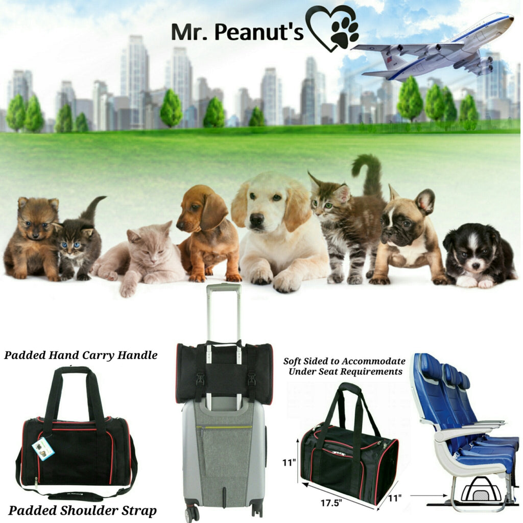Soft-sided pet carrier shown with seat-carry straps and under-seat sized design (gray)