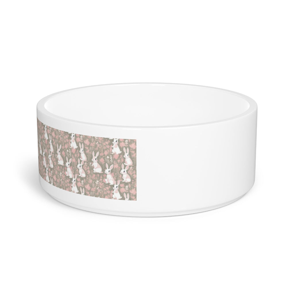 Blushing Meadow Bunny Parade Pet Bowl — Ceramic, 16oz, Dishwasher-Safe