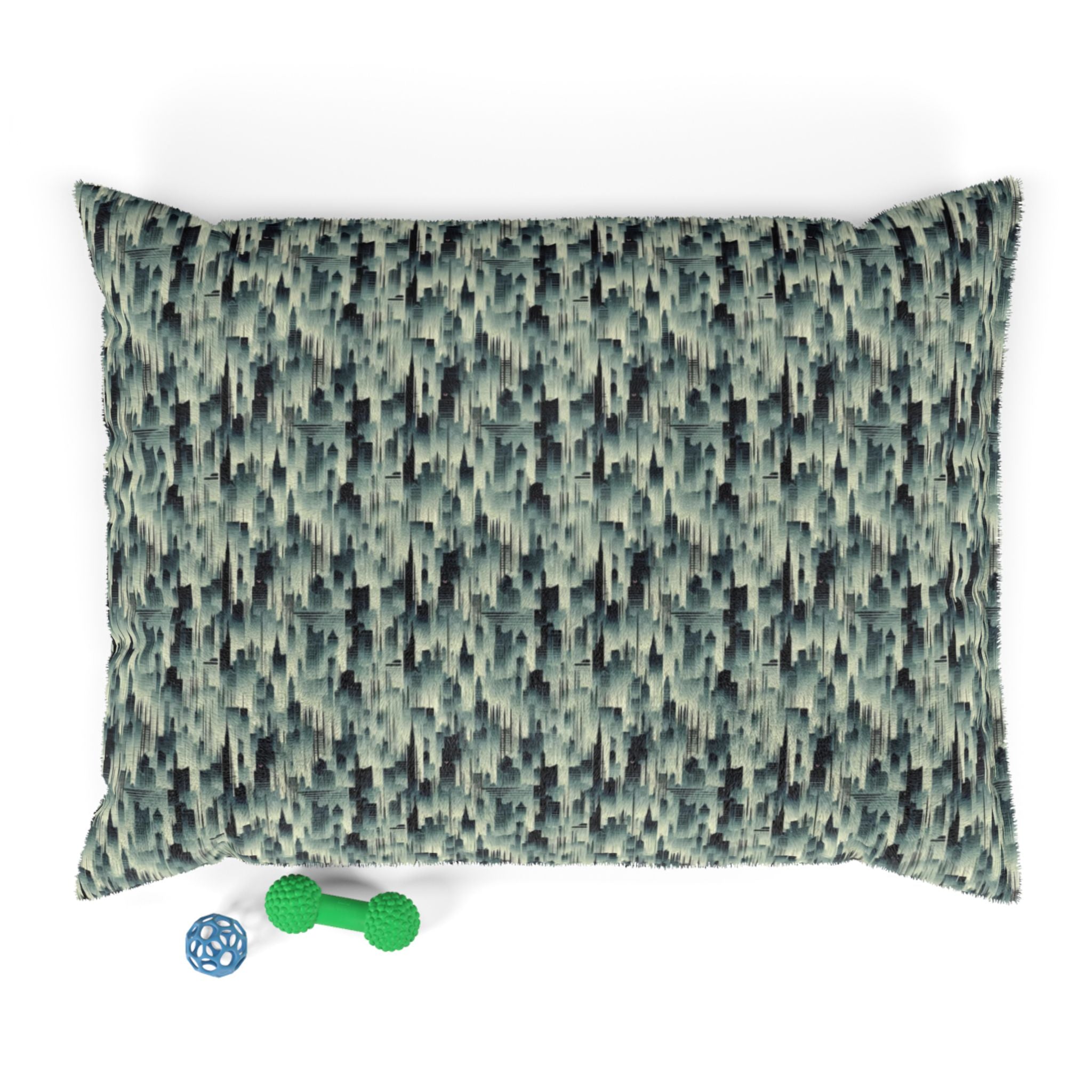Echoes of a City in Mist Pet Bed — Coral Fleece, Removable Cover, 40" × 30"