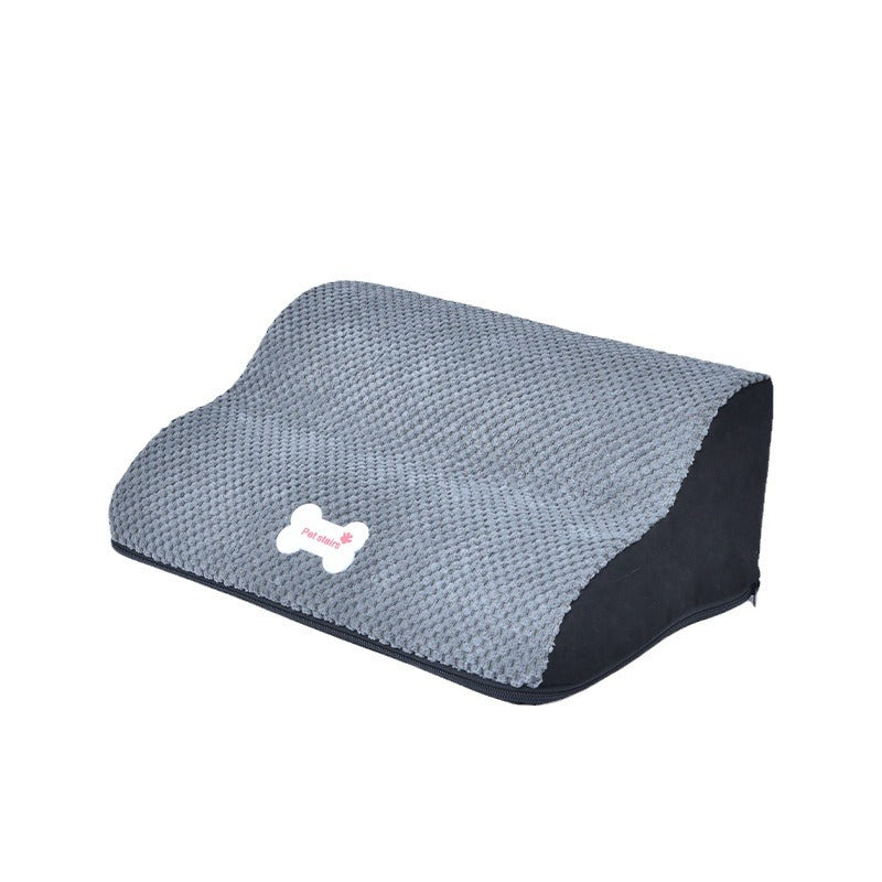 Grey pet slope stairs with textured anti-slip sponge top and dark non-slip sides