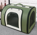 Green pet handbag with front mesh window and side vents