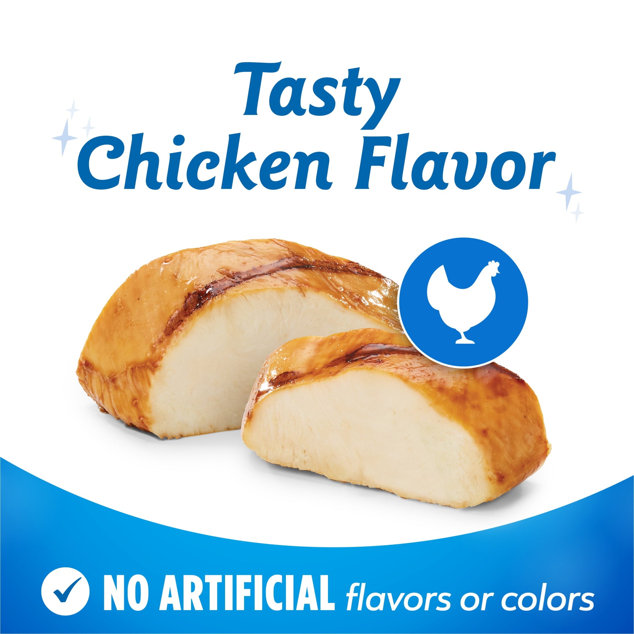 Tasty chicken-flavor dental chews for dogs; no artificial flavors or colors