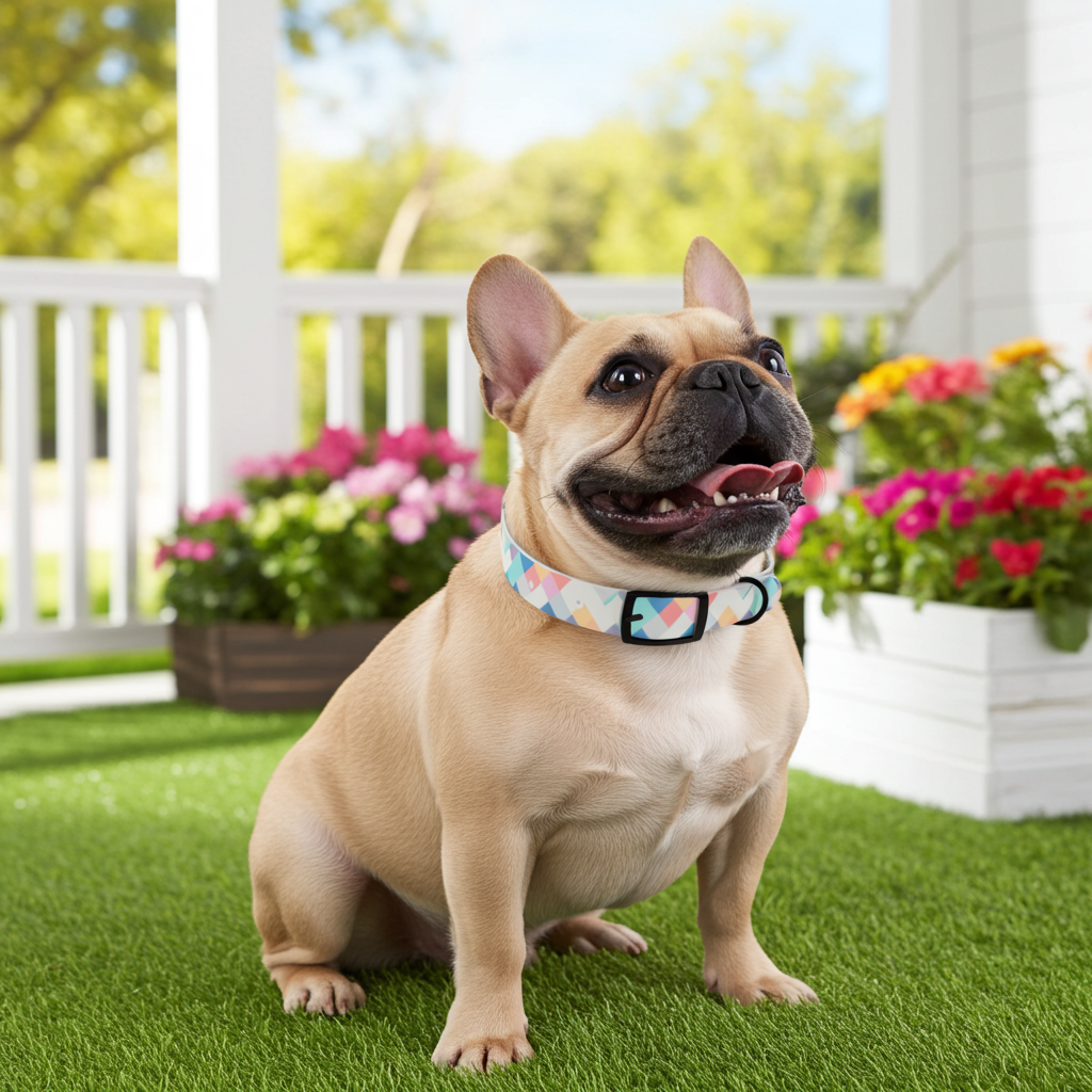 Pastel Pixel Weave in Diagonal Harmony - Pet Collar Pet Zen