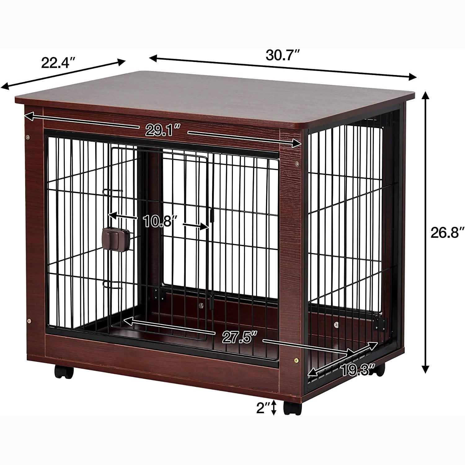Furniture-style 31-inch pet dog crate, 30.7"W x 22.4"D x 26.8"H