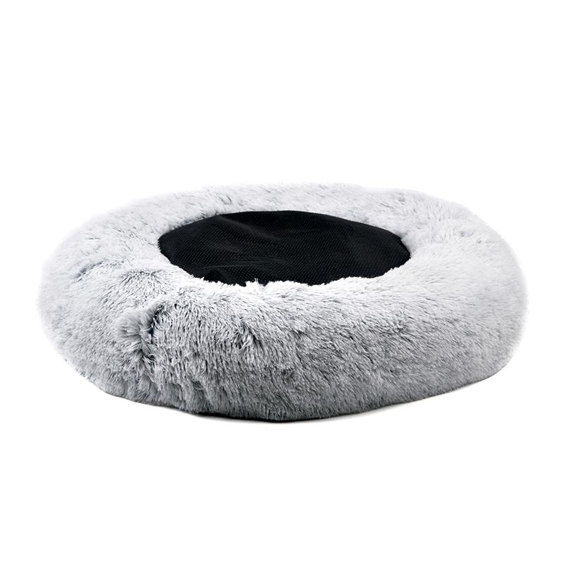 Snowflake white two-tone donut pet bed with black inner opening