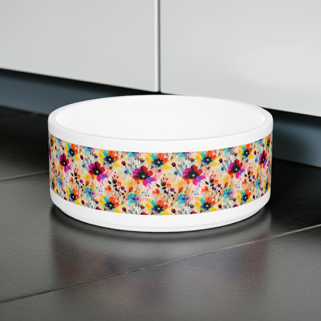 Wildflower Confetti in Watercolor Bloom - Pet Bowl