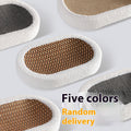 Oval cat scratch basins with white plush sides and brown woven sisal tops