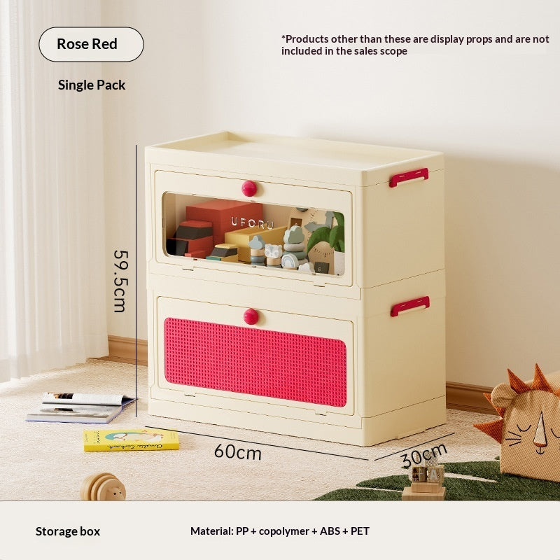 Cream single pet storage box with top window and rose red mesh front panel