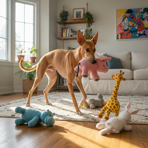 5-Pack Squeaky Plush Dog Toy Bundle Ibizan Hound