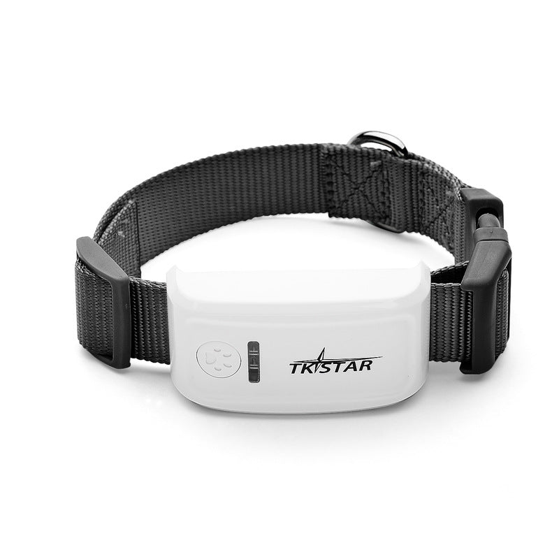Waterproof GPS dog locator collar, black strap with white tracking device