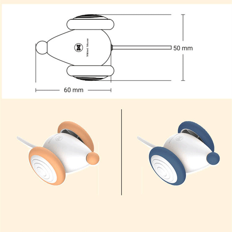 Electric cat mouse toy size diagram, 60 mm wide and 50 mm long.