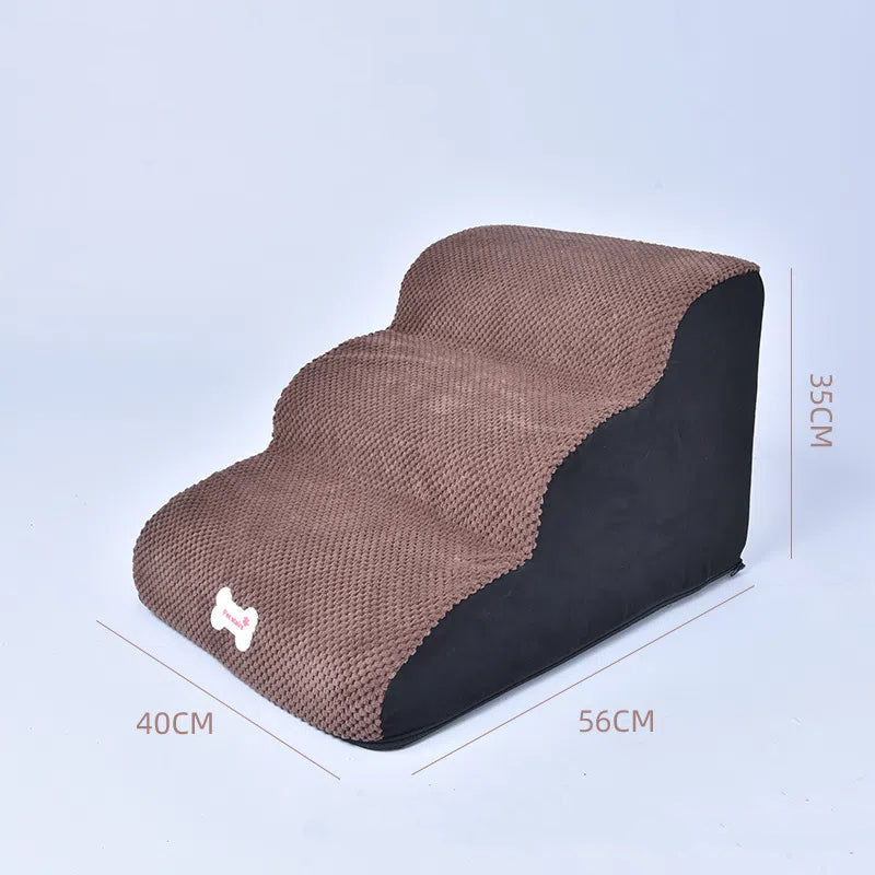 Coffee pet slope stairs, 35cm high with textured sponge steps and dark base
