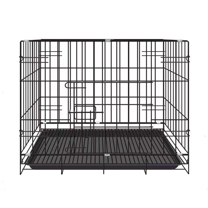 Black dog crate interior with slatted floor base and side access handle