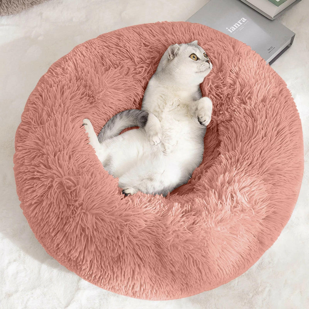 Cozy Donut Dog Bed: Anti-Anxiety & Self-Warming Comfort