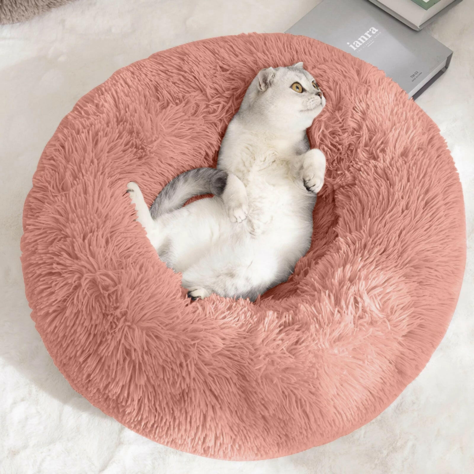 Cozy Donut Dog Bed: Anti-Anxiety & Self-Warming Comfort