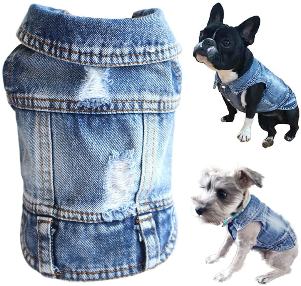 Blue Denim Dog Jacket — Classic Jean Vest Coat for Small & Medium Dogs and Cats