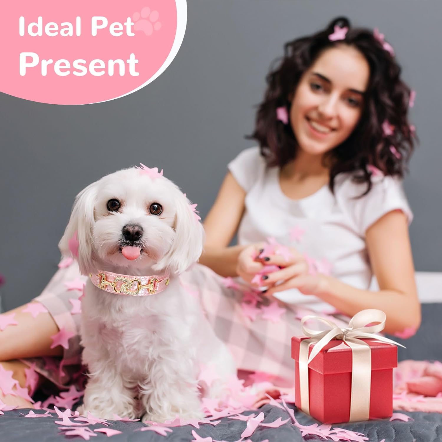 Boutique Crystal Heart Dog Collar – Pink & Purple Croc Texture