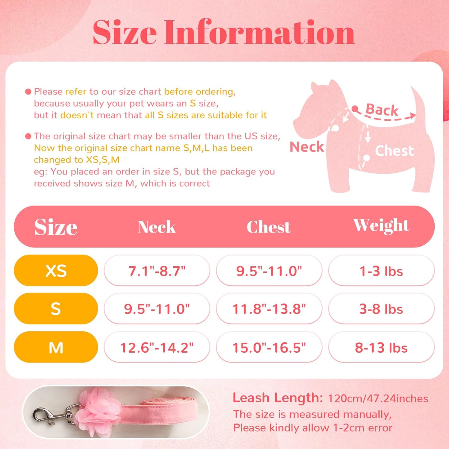 Boutique Floral Dog Harness and Leash Set – 3D Petal Puppy Vest Harness for Small Dogs & Cats