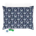 Midnight Blue Garden in Bloom Pet Bed — Coral Fleece, Removable Cover, 40" × 30"