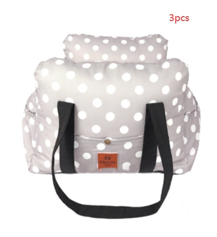 White polka-dot pet safety car carrier set of 3 with black side straps