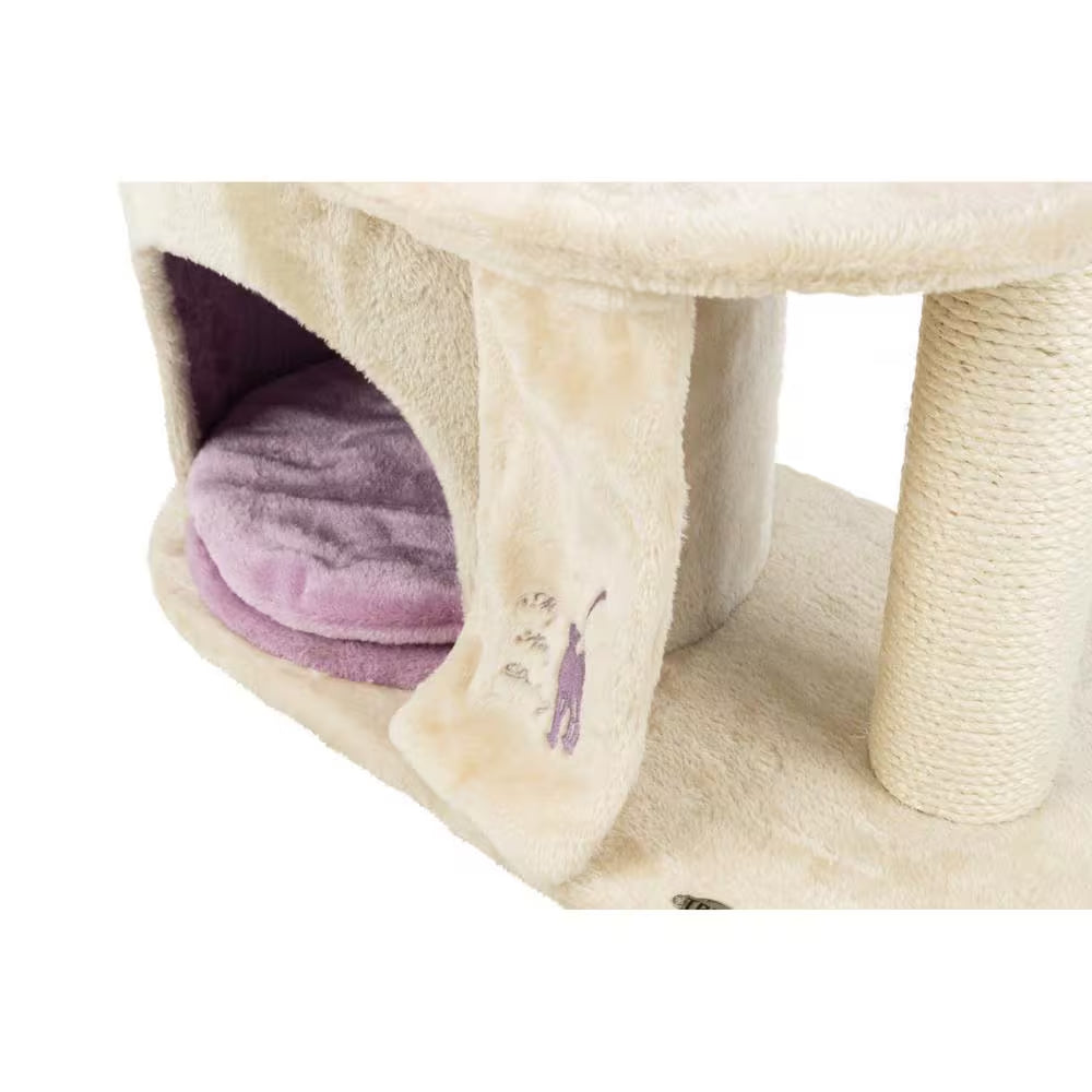 My Kitty Darling Cat Castle — Plush Cat Tree with Condo, Scratching Post & Perch