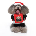 Santa dog costume with red hat and white-trim red outfit