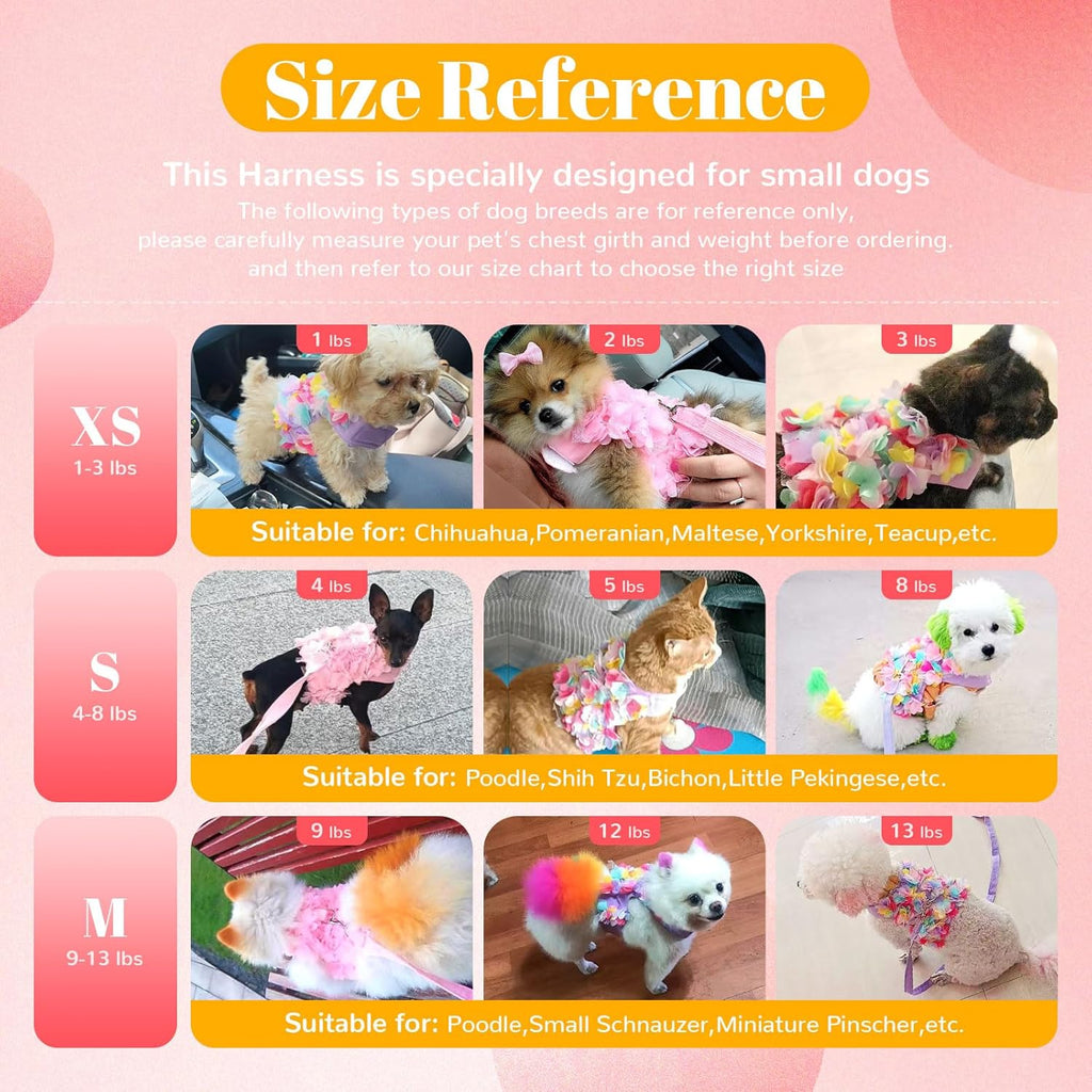 Boutique Floral Dog Harness and Leash Set – 3D Petal Puppy Vest Harness for Small Dogs & Cats