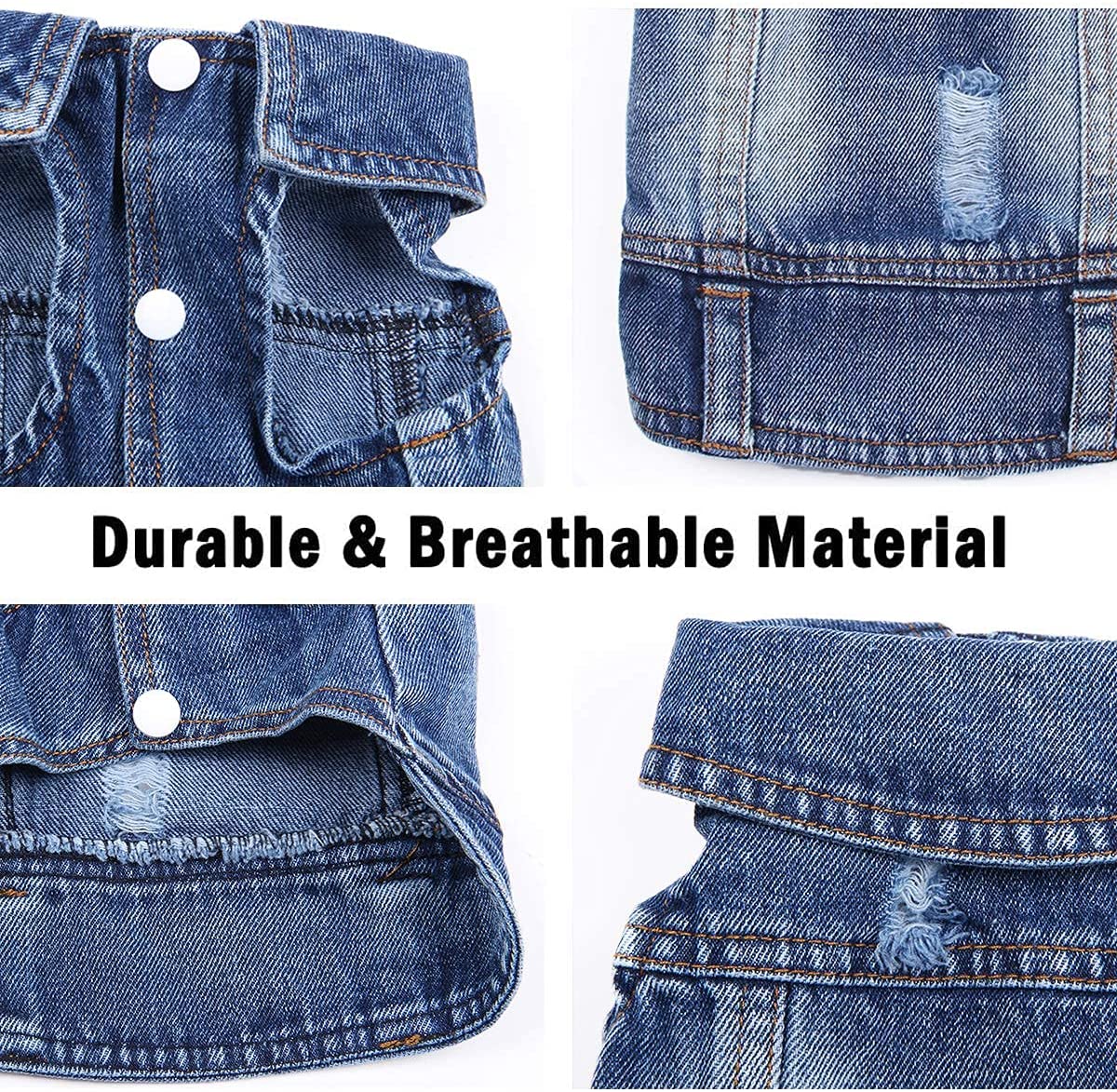 Blue Denim Dog Jacket — Classic Jean Vest Coat for Small & Medium Dogs and Cats