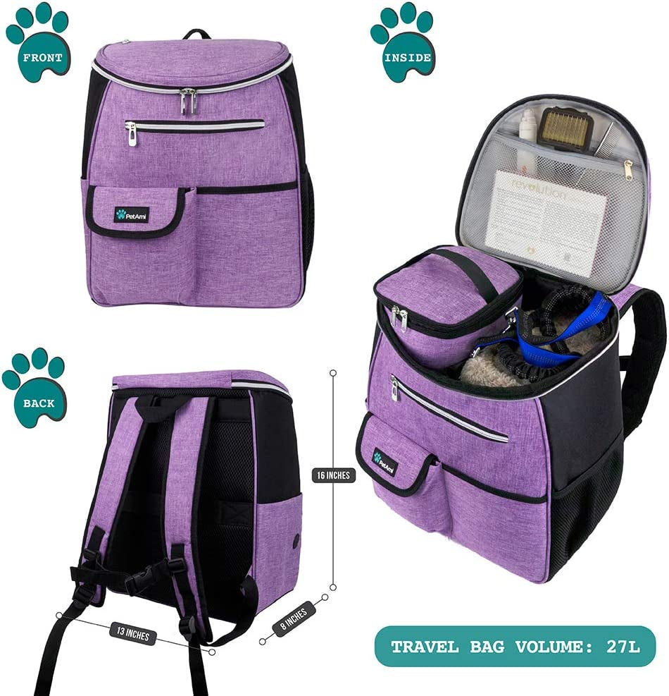 Dog Travel Backpack — Airline Approved, 27L, Includes Food Containers & Collapsible Bowls